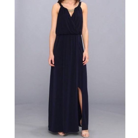 vince camuto long navy dress